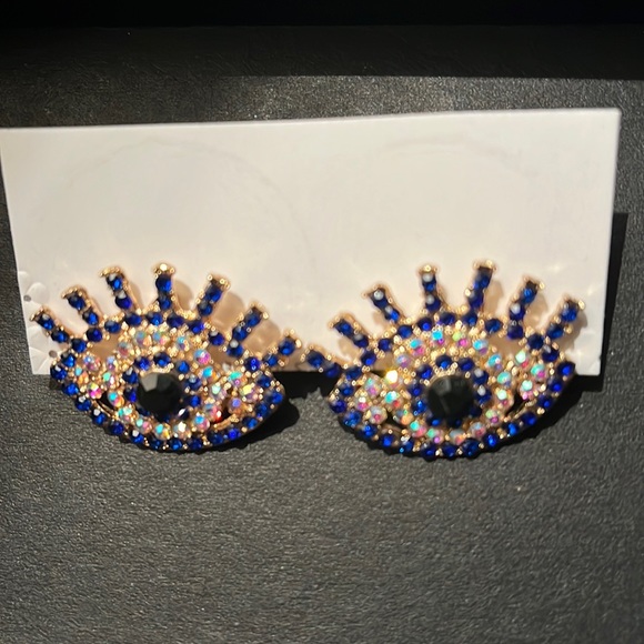 Fashion Rhinestone Evil Eye Earrings.  New without tag - Picture 1 of 4
